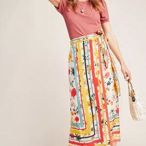 Anthropologie Geisha Designs Elana Wrap Midi Skirt Floral XL Fairycore Boho